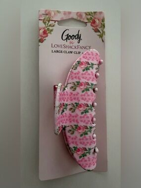 LoveShackFancy x Goody Strawberry Macaroon Pink Floral Large Claw Hair Clip